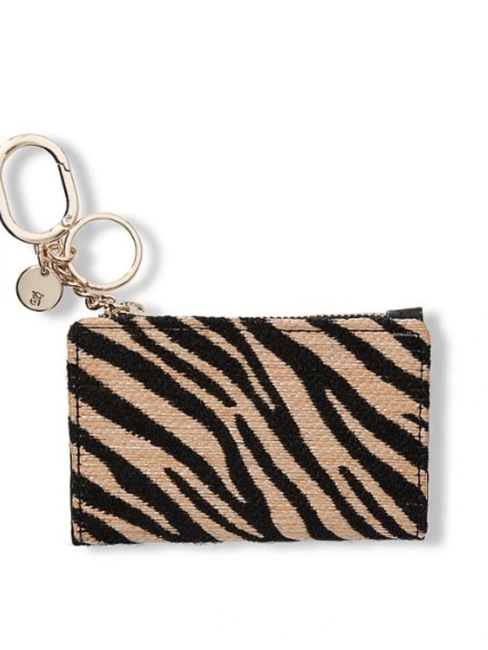 VS Black Zebra Straw Card Case with Key Ring - Picture 1 of 6